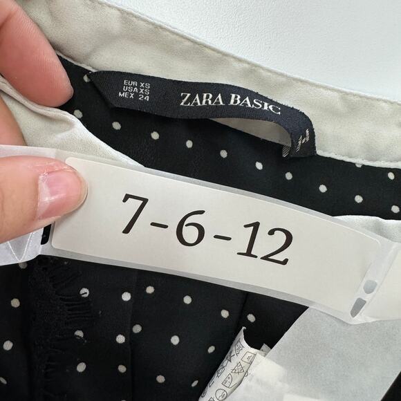 Zara Dress Womens X Small Black White Polka Dot Button Shift Oversized - Picture 4 of 9